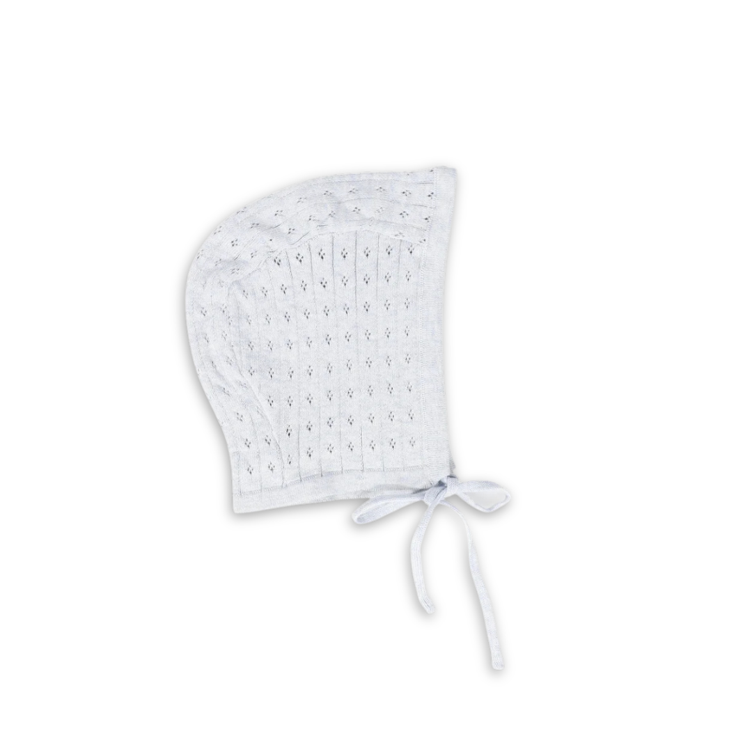 Bebe Jolee Knit Pointelle Tied Bonnet Soft Cotton Baby Bonnet Delicate Pointelle Knit Design