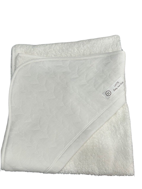 Latte Baby Quilted Hooded Towel white