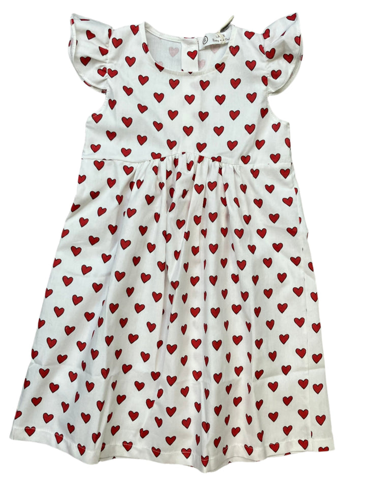 Latte Girls Red Hearts Cotton Dress