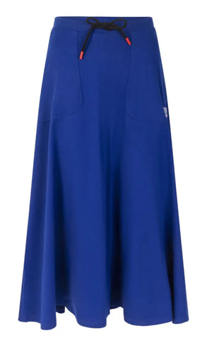 Blue skirt with a drawstring on a white background