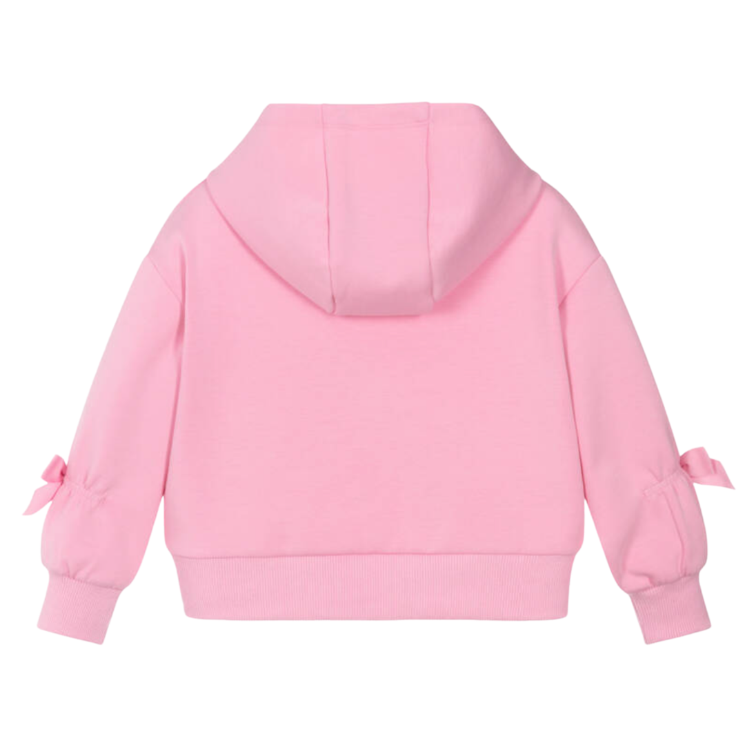 Lili Gaufrette Girls Pink Scuba Jersey Hoodie with Embroidered Logo