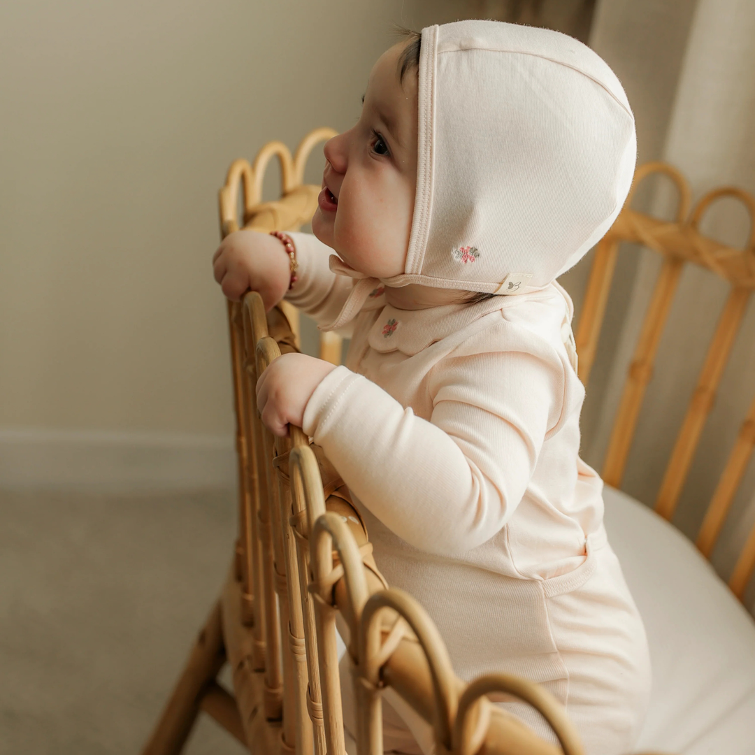 Bebe Bella – Light Blush Cotton Rib Modal Fake Front Opening Onesie