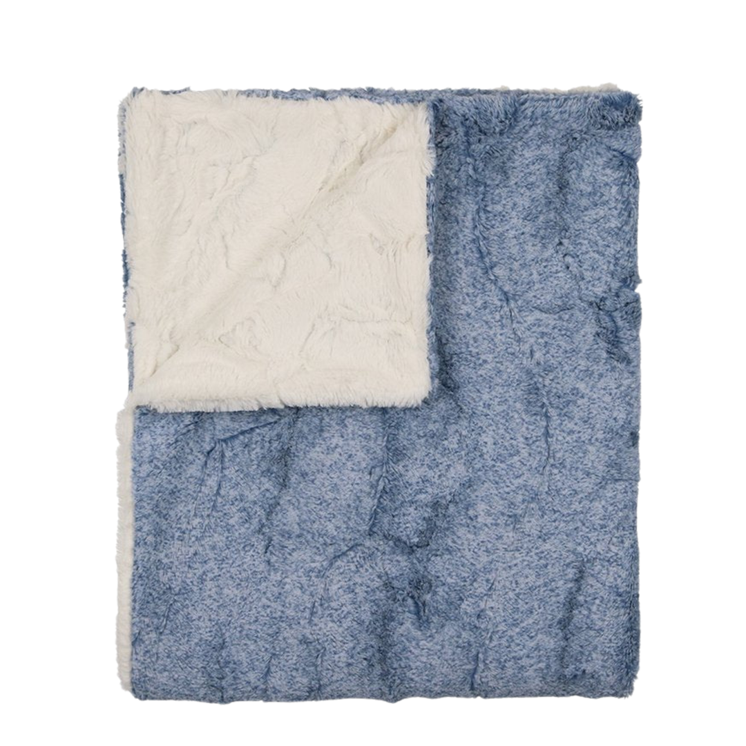 Baby Bluewash Heather & Natural Lux Fur Blanket by Peluche – Soft Cozy Layer