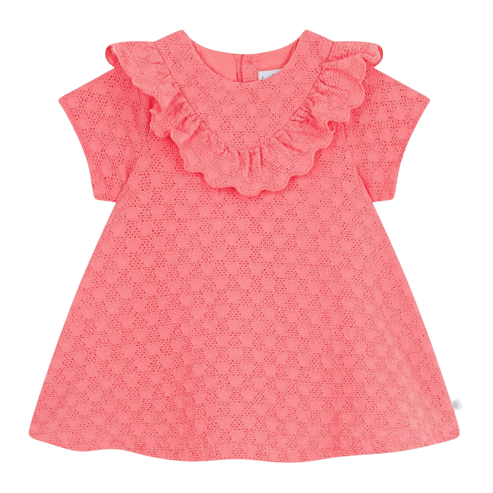 Petit Bateau - Baby Girl SS Eyelet Dress with Ruffles