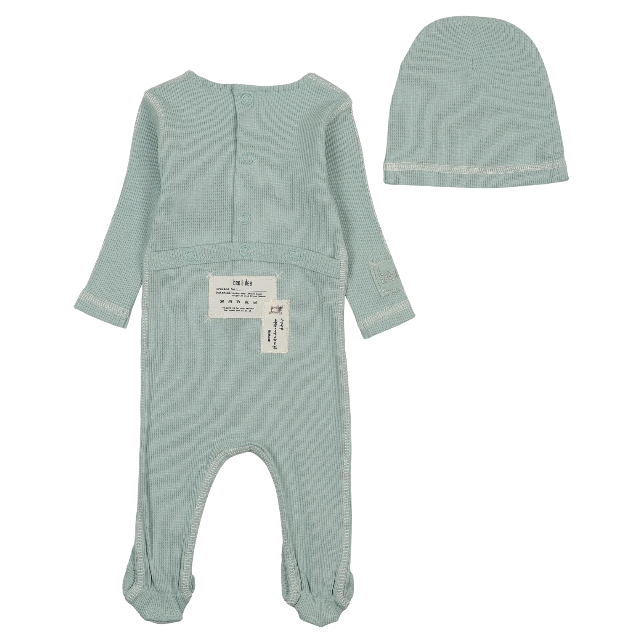 Bee and Dee - Contrast Footie/Beanie - Aqua
