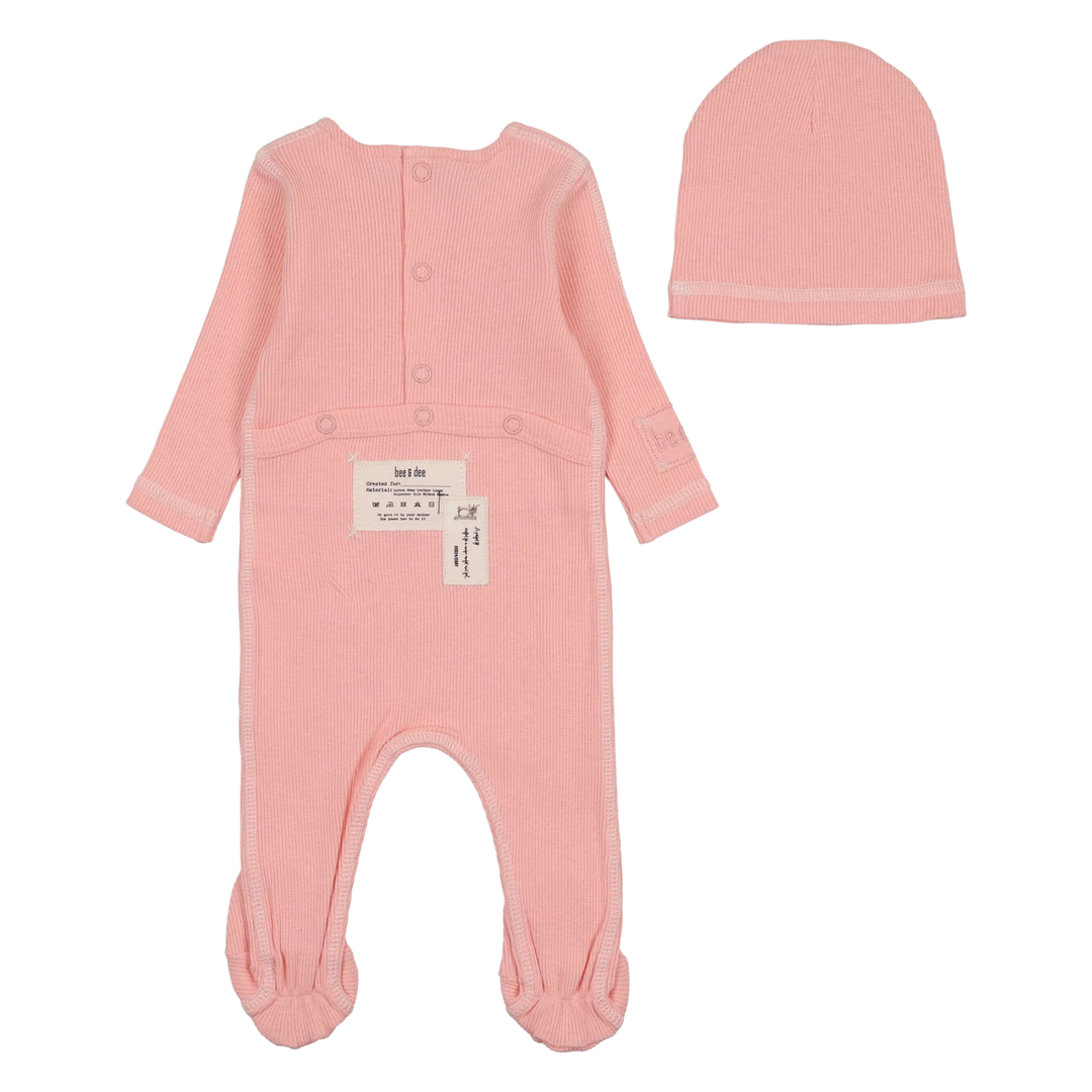 Bee and Dee - Contrast Footie/Beanie - Coral