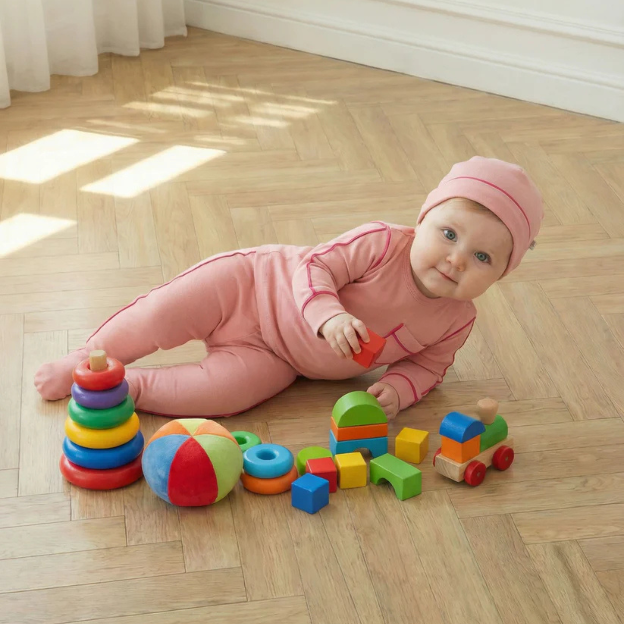 Dottie Lou - Blush Piping Footie Set