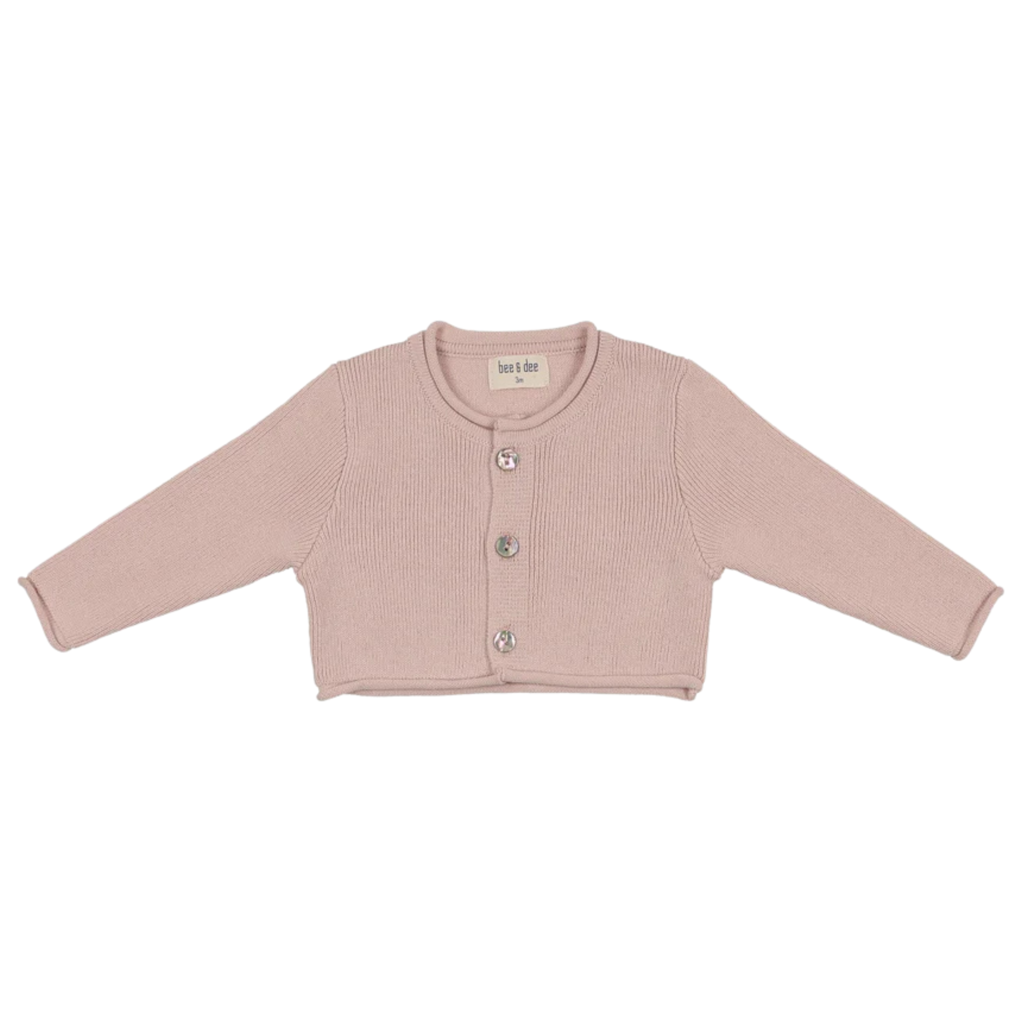 Bee & Dee Rose Knit Cardigan Elegant Pink Boutique Newborn Toddler Layering Piece