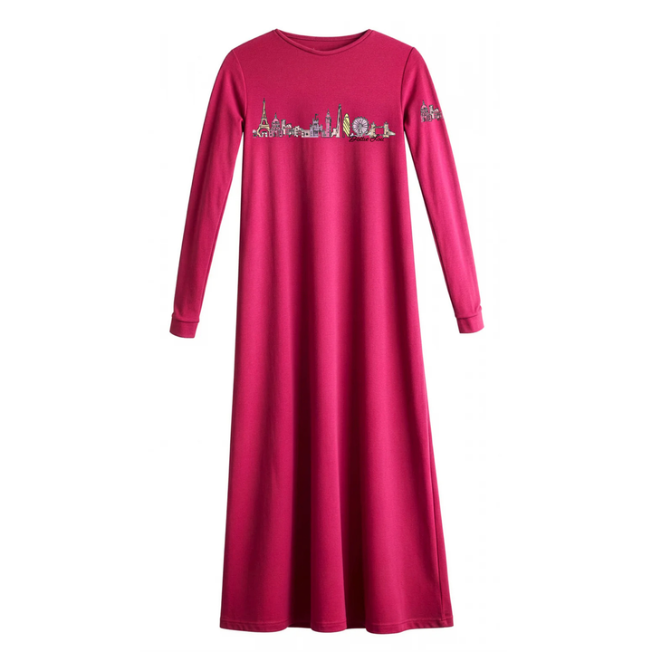 Dottie Lou - Global Dreamer Girls’ Luxury Nightgown – Vibrant Fuchsia Pink