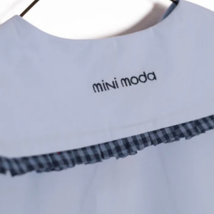 Mini Moda Rosette Collar Shirt - Soft Blue Luxury Cotton Toddler Top, Size 12m-7y