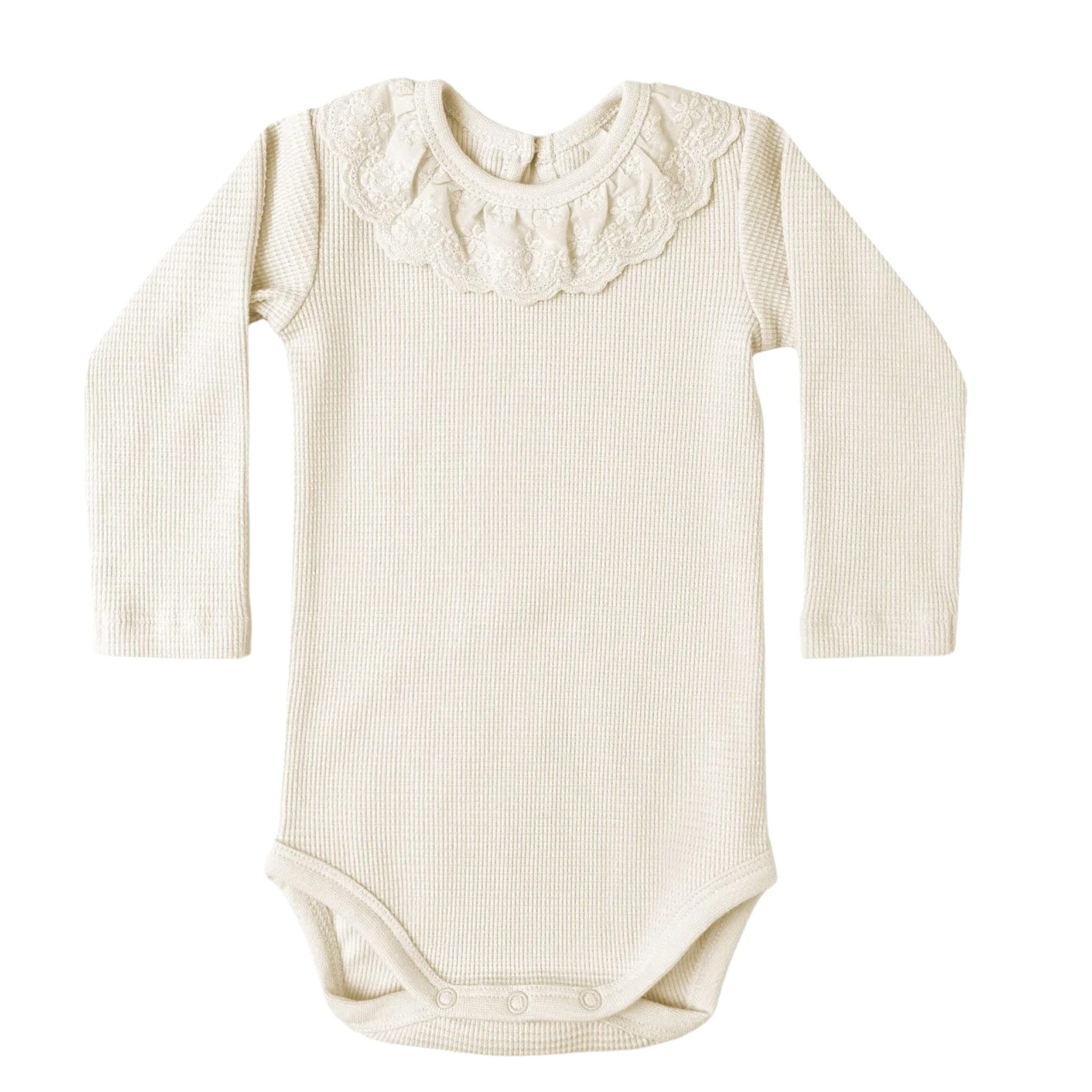 Quincy Mae Natural Ruffle Collar Bodysuit | Soft Organic Baby Onesie