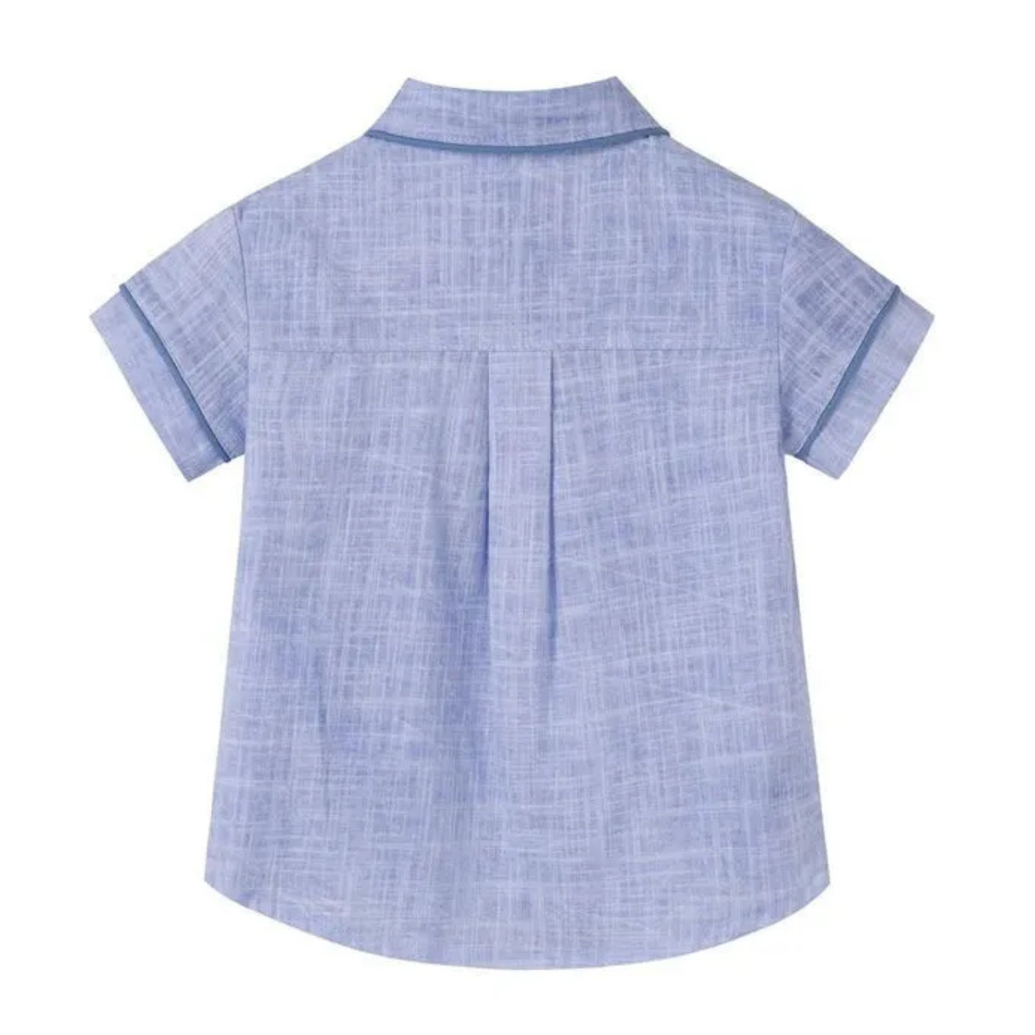 Nou Nelle Blue Linen Piped Shirt – Boys’ Classic Shirt