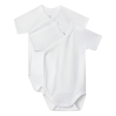 Petit Bateau - Baby 2 Pack Short Sleeve Crossover Bodysuits