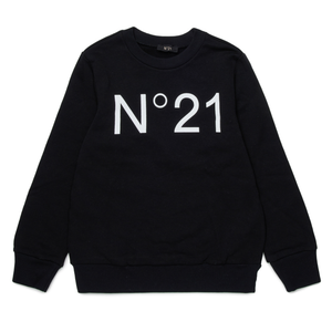 N21 Black Felpa Sweatshirt – Kids’ Designer Logo Pullover