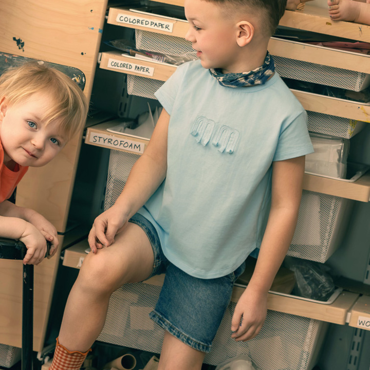 Mini Moda Fringe Play T-Shirt - Bohemian Graphic Tee with Woven Trim - Premium Cotton Kids Top