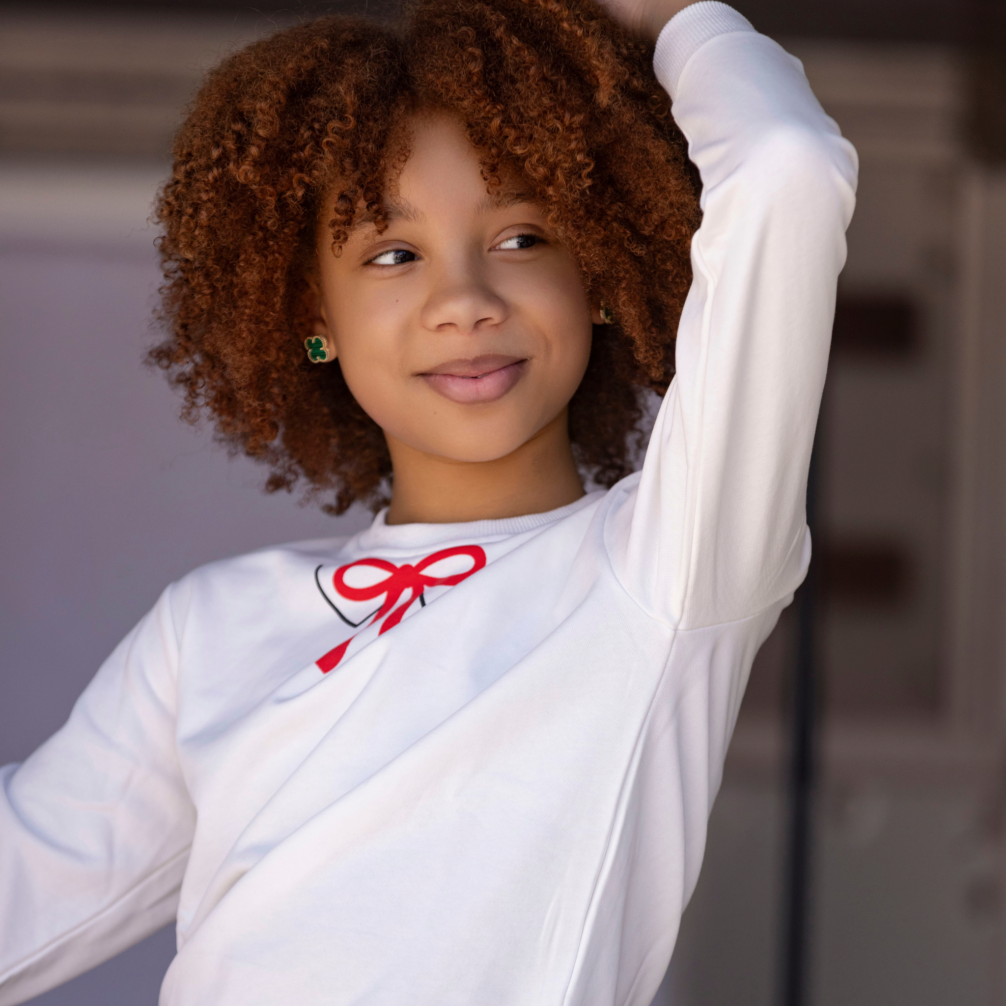 Mini Nod - Girls Graphics Collar Sweatshirt Hot Pink/White