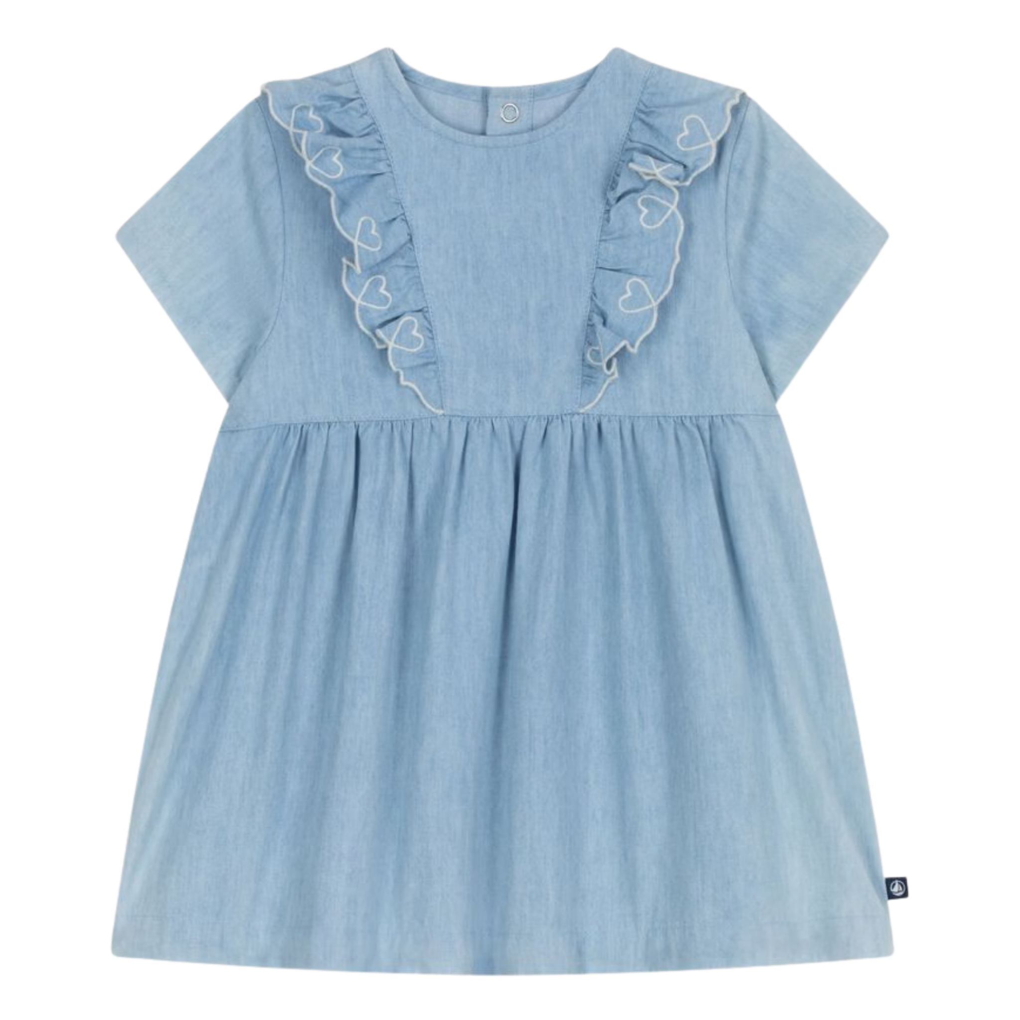 Petit Bateau - Baby Girl SS Chambray Dress With Ruffles