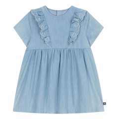 Petit Bateau - Baby Girl SS Chambray Dress With Ruffles