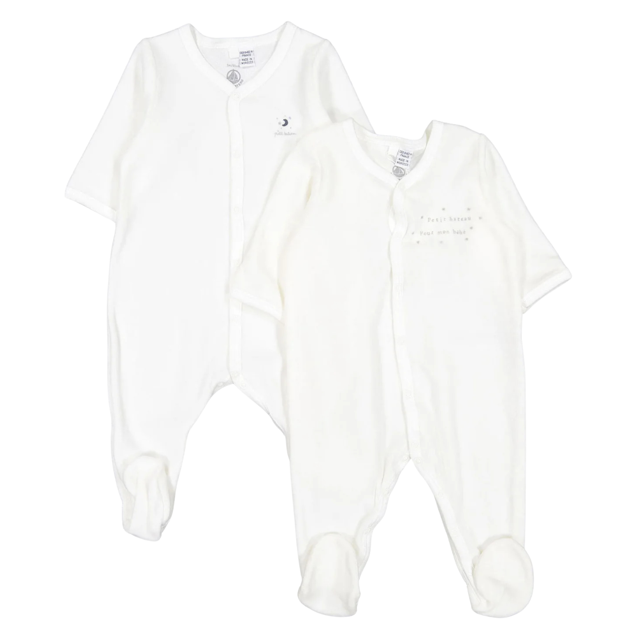 Petit Bateau - Velour Footies x2
