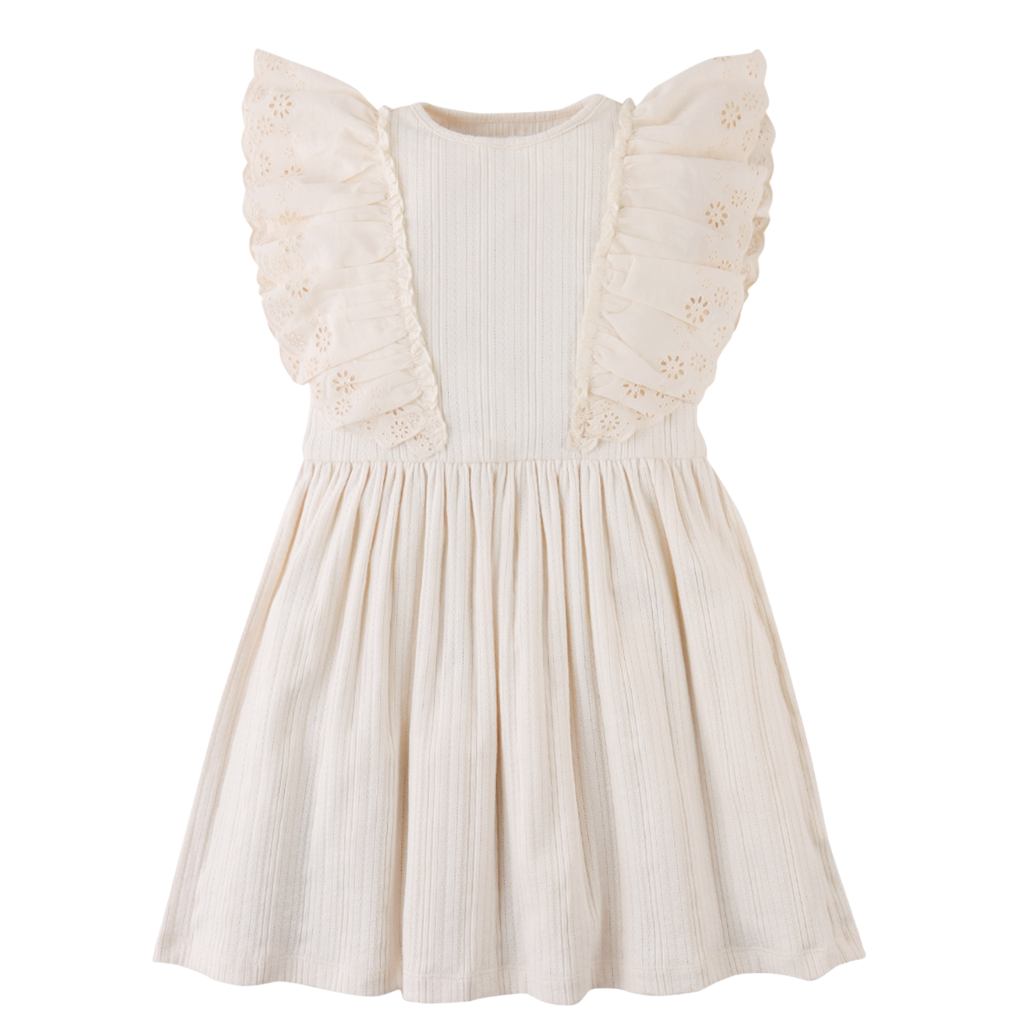 Gingersnaps Liberty Multiribbed Dress with Eyelet Ruffle Sleeve