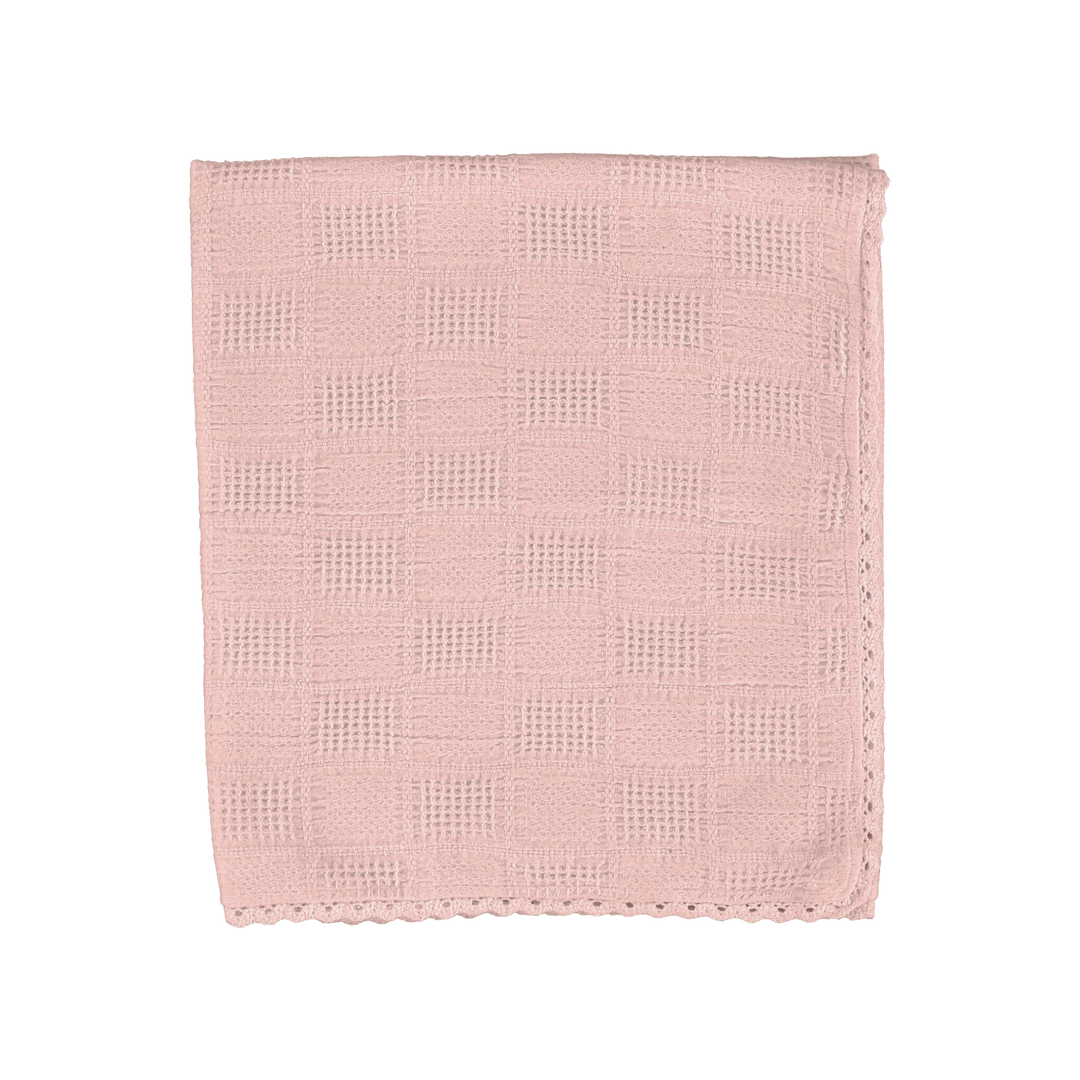 Bebe Organic Sky Blanket dusty rose squares soft baby blanket