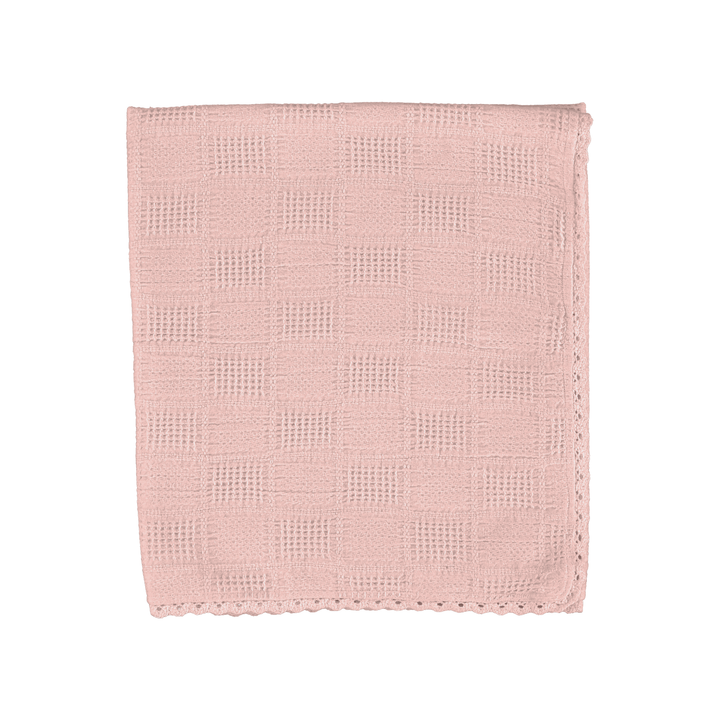 Bebe Organic Sky Blanket dusty rose squares soft baby blanket