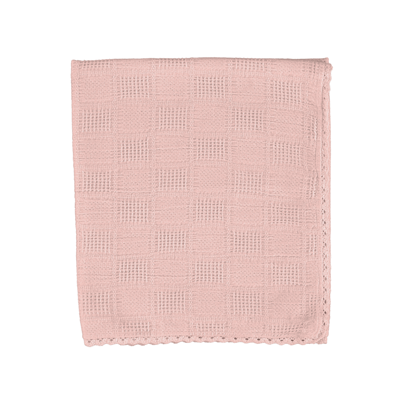 Bebe Organic Sky Blanket dusty rose squares soft baby blanket