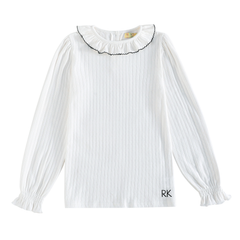 Emery Pointelle Collared Tshirt Long Sleeve