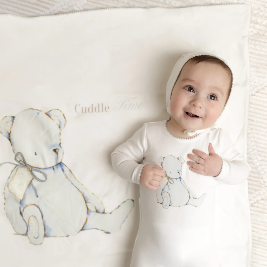 Bee and Dee - Cuddle Time Footie/Bonnet - Chalk White Boys
