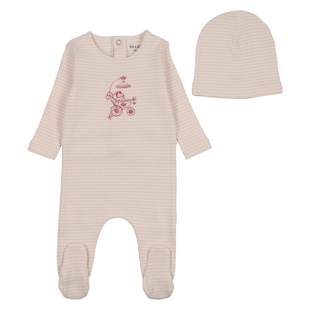 Bee & Dee Pinkalicious Carriage Sketch Footie and Beanie Set Vibrant Pink Storybook Newborn Toddler Outfit