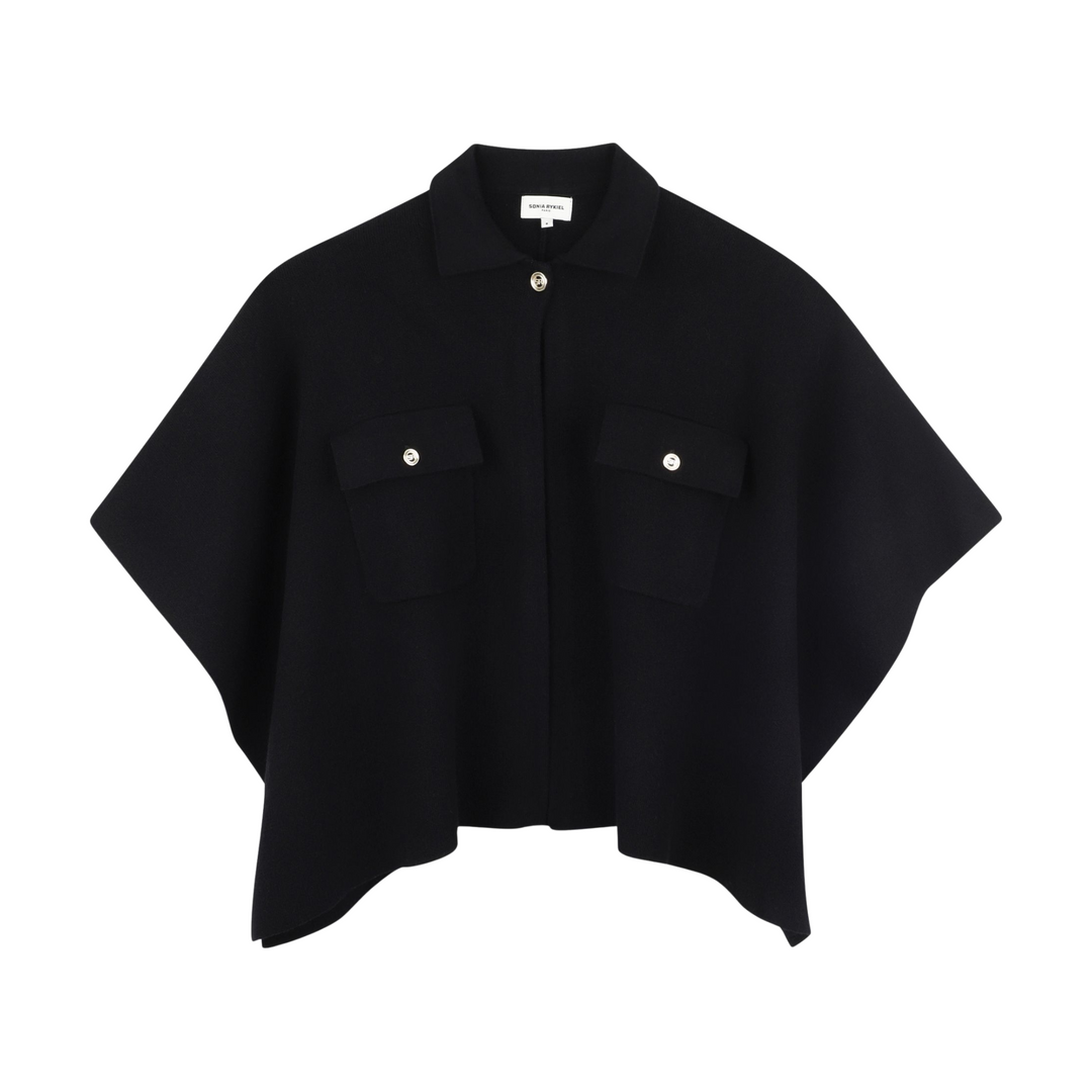 Sonia Rykiel Black Knit Cape | Designer Outerwear