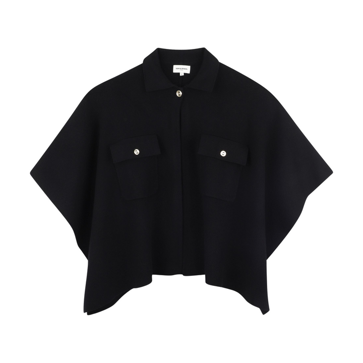 Sonia Rykiel Black Knit Cape | Designer Outerwear