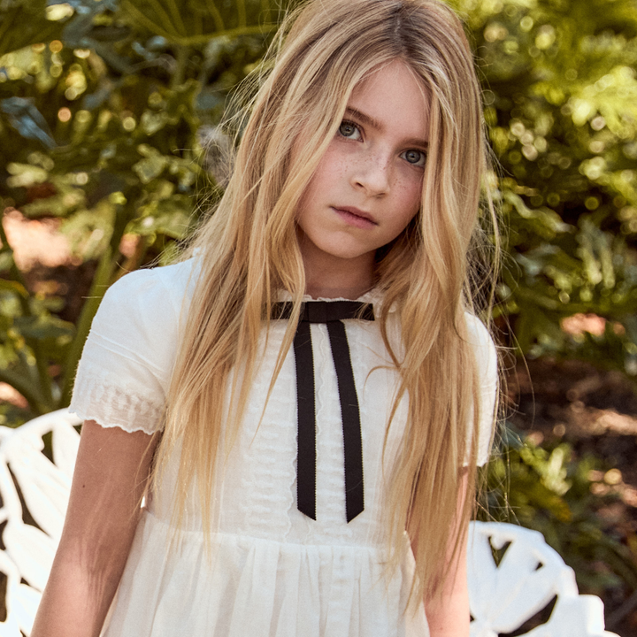 Little Parni - Girls Evening Bow Dress Short Sleeves