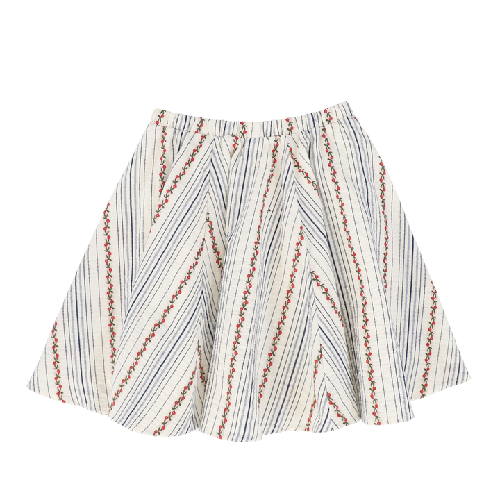 Girls Striped Floral Flared Skirt – Soft Cotton Everyday Style