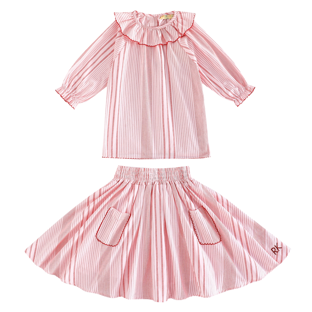 Rosie Cotton Printed Blouse + Skirt Set