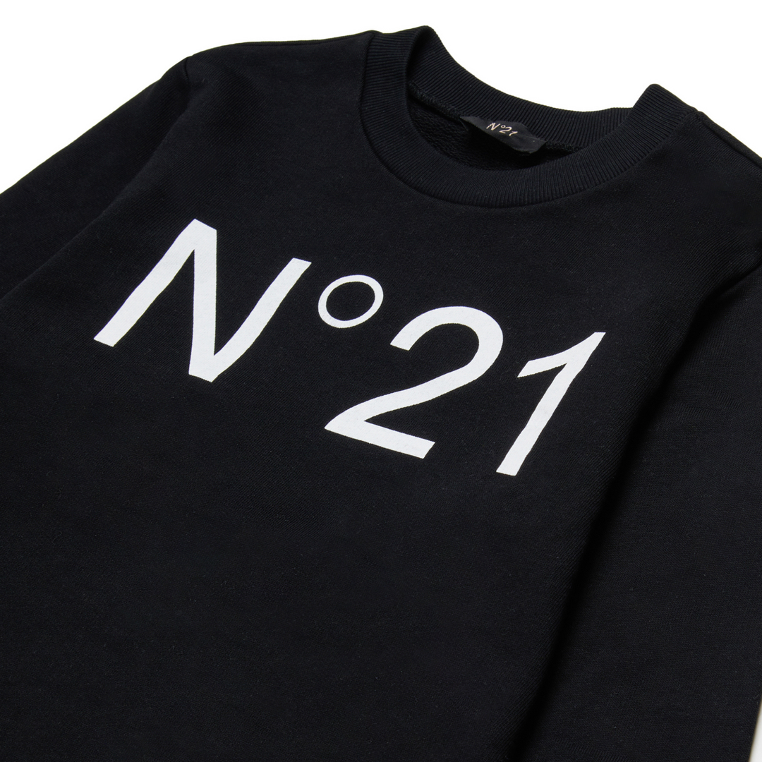 N21 Black Felpa Sweatshirt – Kids’ Designer Logo Pullover