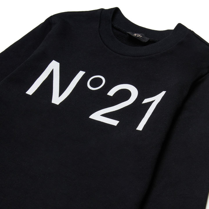 N21 Black Felpa Sweatshirt – Kids’ Designer Logo Pullover