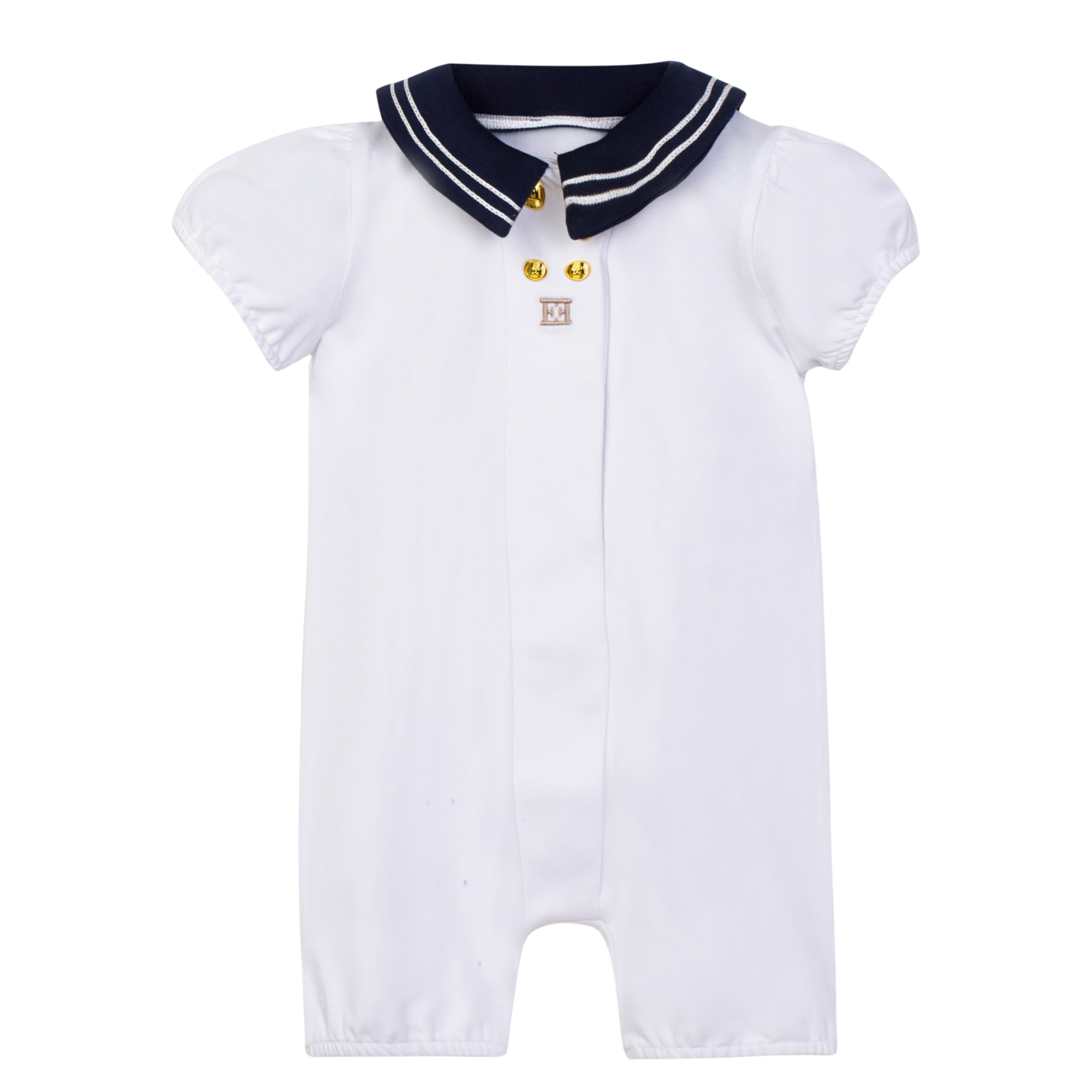 Escada Infant Girl Navy Short Sleeve Onesie – Luxury Cotton Bodysuit