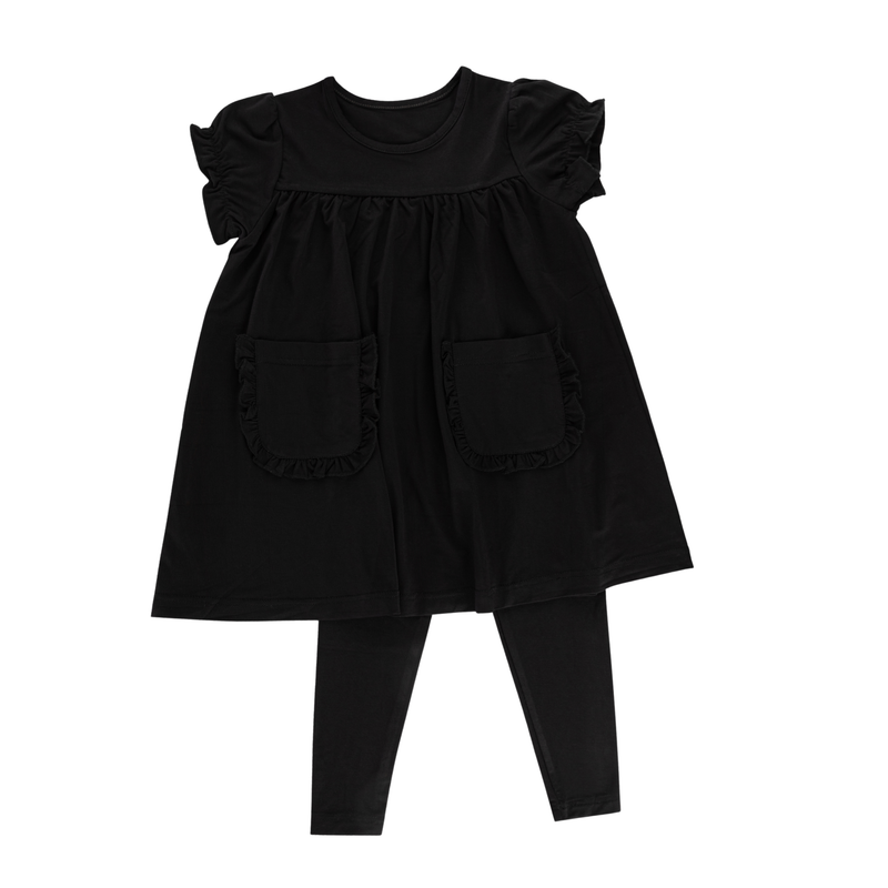Little Label 2-Piece Black Shabbos Robe Set (Cozy Cotton) at Little Loungers
