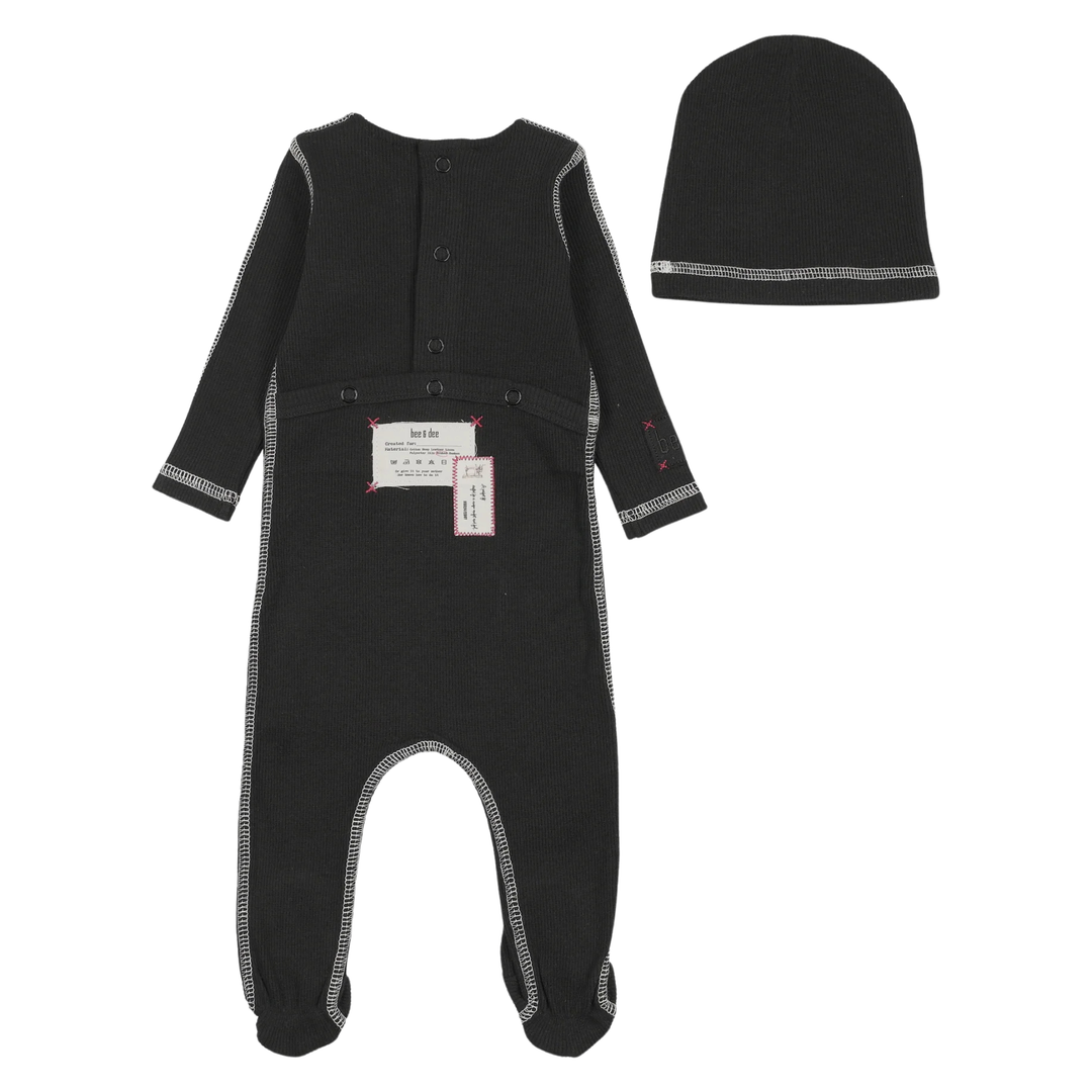 Bee and Dee - Contrast Footie/Beanie - Black