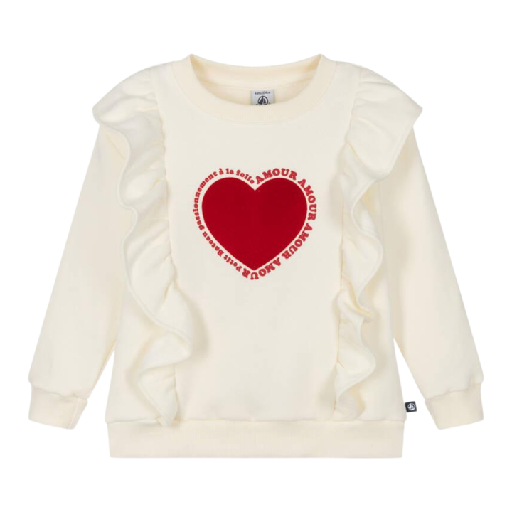 Petit Bateau Heart Graphic Ruffles Sweatshirt