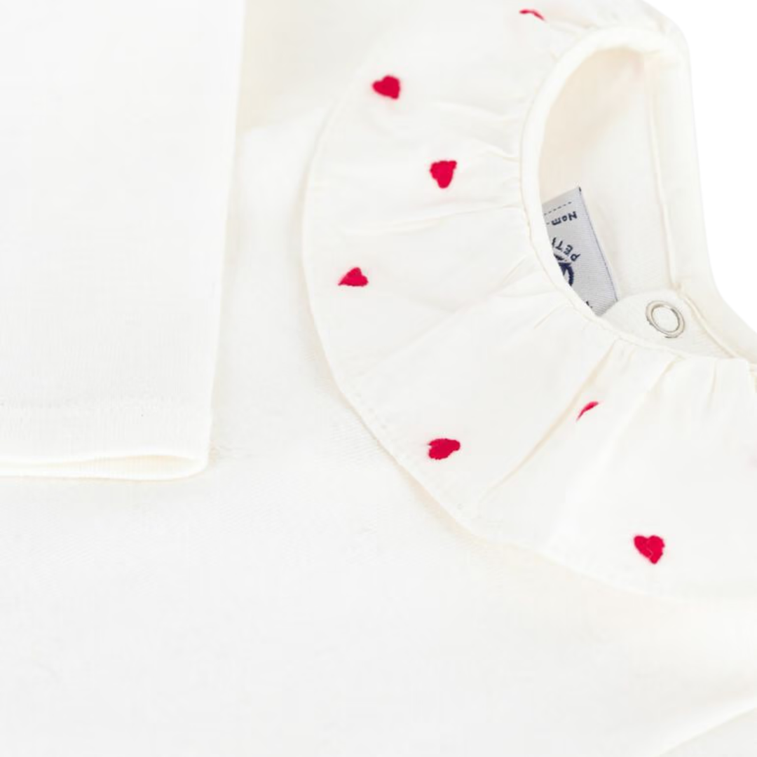 Petit Bateau White Ruffle Collar Bodysuit – Baby Cotton Essential