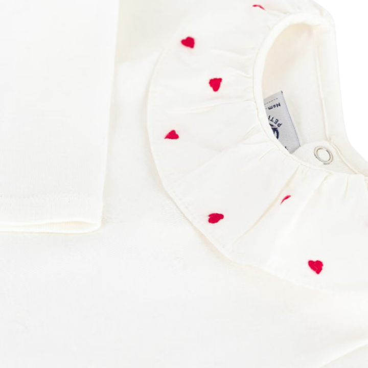 Petit Bateau White Ruffle Collar Bodysuit – Baby Cotton Essential