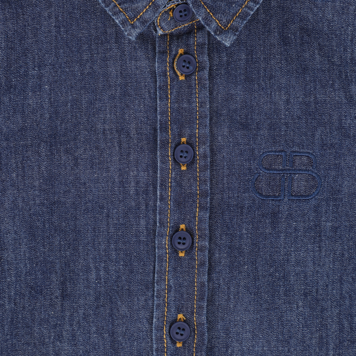 Denim Logo Short Sleeve Shirt – Casual Cotton Button-Up