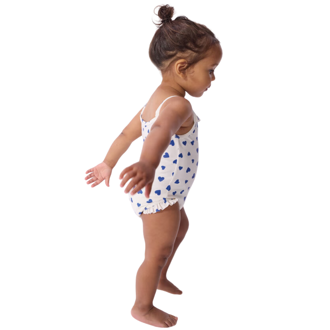 Petit Bateau Baby Girl Heart Print Swimsuit