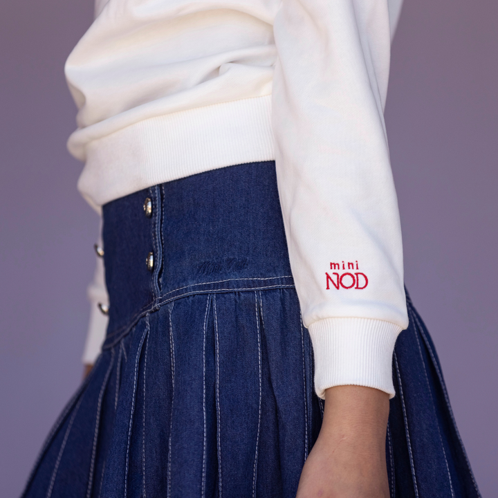 Mini Nod - Pleated Skirt Navy Blue Wash Denim