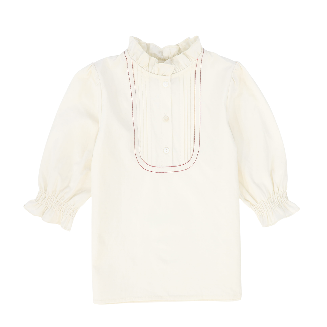 Girls Pleated Bib Blouse – Classic Cotton Top