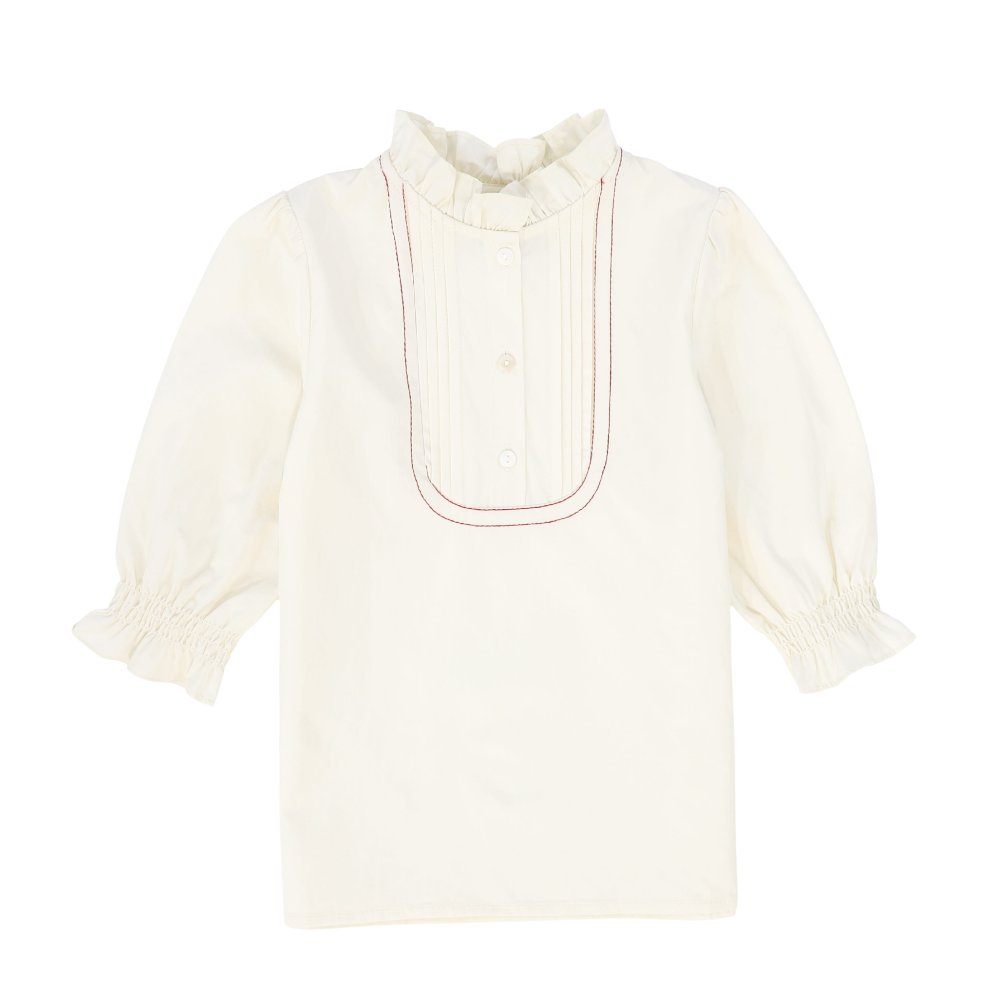 Girls Pleated Bib Blouse – Classic Cotton Top