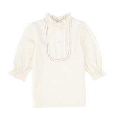 Girls Pleated Bib Blouse – Classic Cotton Top