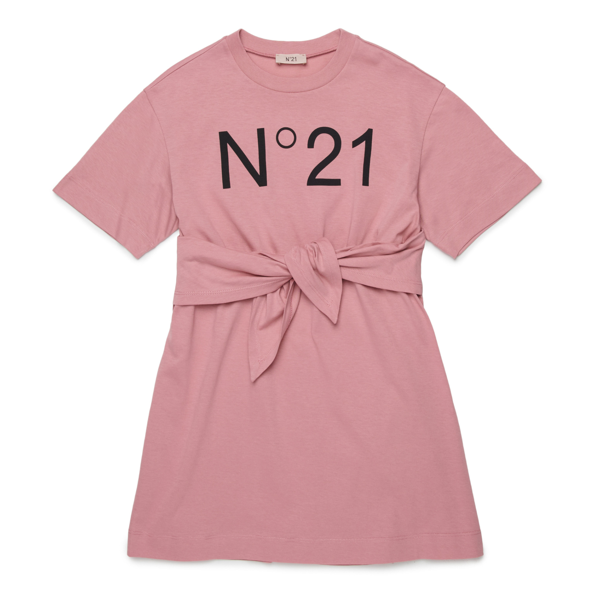 N21 Girls Logo T-Shirt Dress with Tie Waist – Short Sleeve